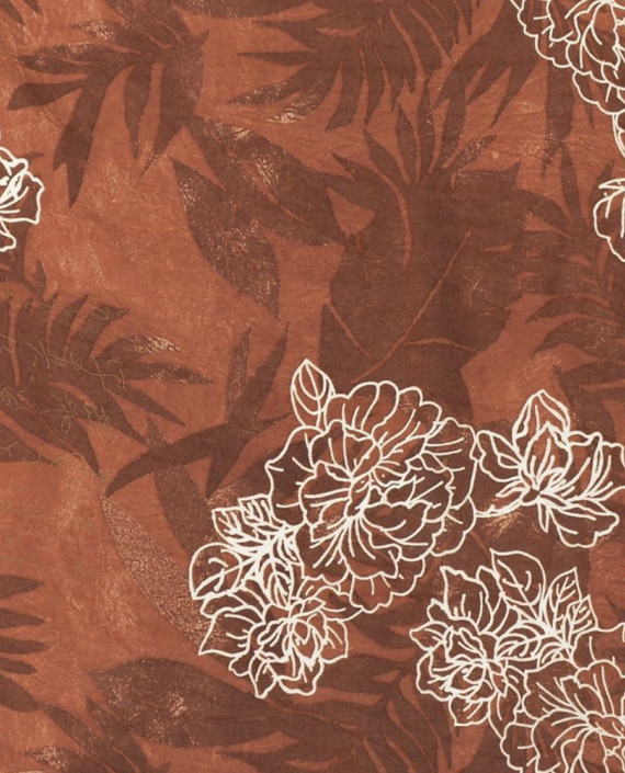 Ткань Вискоза 0290 цвет коричневый цветочный картинка