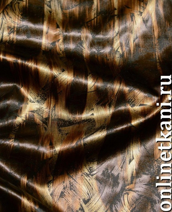 Ткань Атлас 103 цвет коричневый абстрактный картинка