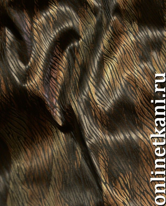 Ткань Атлас 111 цвет коричневый абстрактный картинка