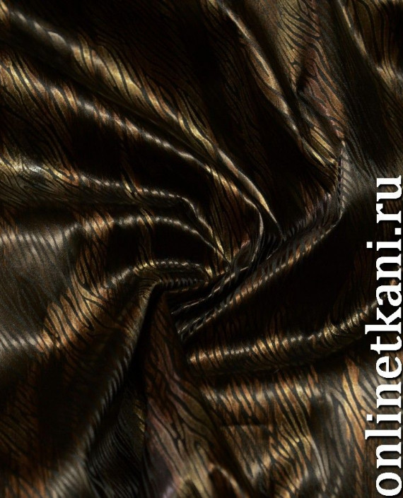 Ткань Атлас 111 цвет коричневый абстрактный картинка 2