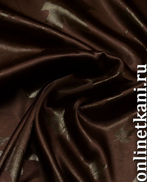 Ткань Атлас 113 цвет коричневый абстрактный картинка 2