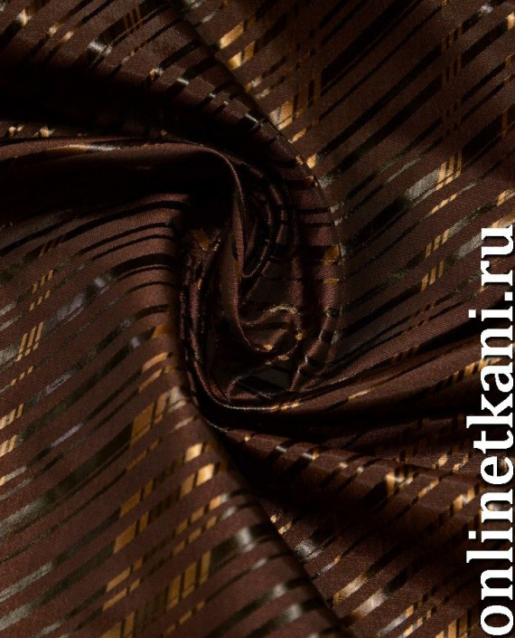 Ткань Атлас 129 цвет коричневый в полоску картинка 2