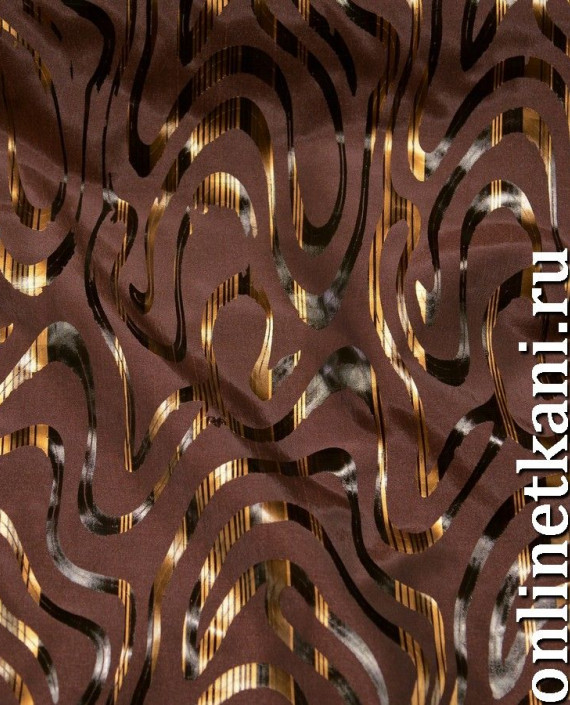 Ткань Атлас 132 цвет коричневый абстрактный картинка