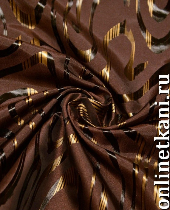 Ткань Атлас 132 цвет коричневый абстрактный картинка 1