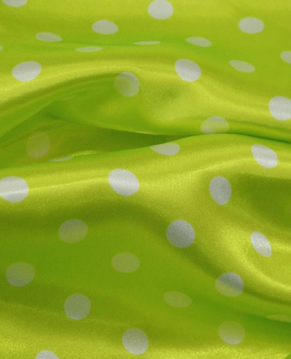 Ткань Атлас Принт 186 цвет зеленый в горошек картинка