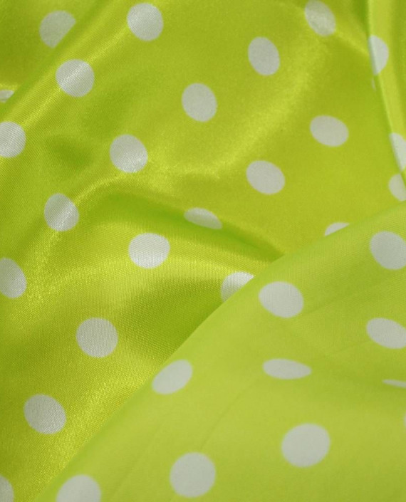 Ткань Атлас Принт 186 цвет зеленый в горошек картинка 2