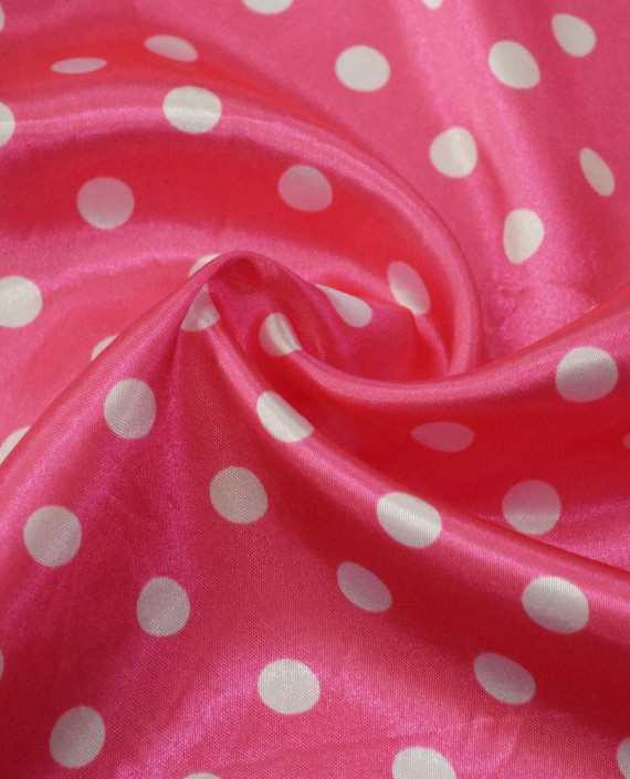 Ткань Атлас Принт 187 цвет розовый в горошек картинка