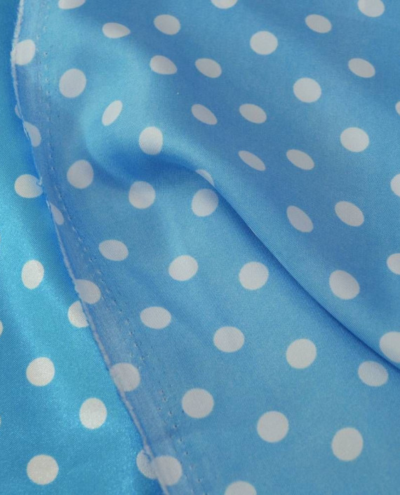 Ткань Атлас Принт 190 цвет голубой в горошек картинка 1