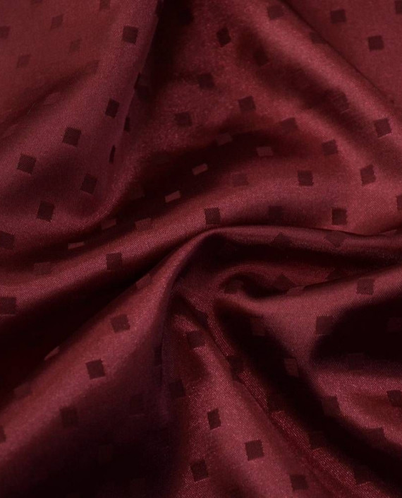 Ткань Атлас 191 цвет бордовый в горошек картинка