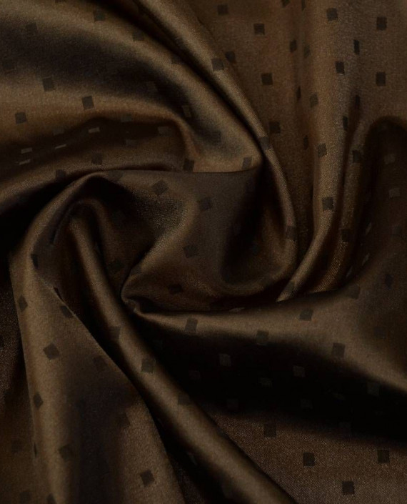 Ткань Атлас 193 цвет коричневый в горошек картинка