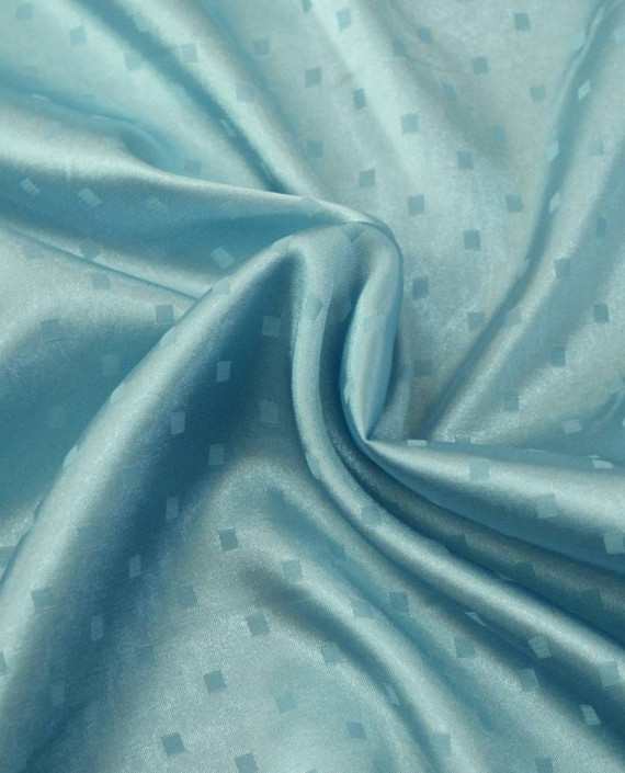 Ткань Атлас 199 цвет голубой в горошек картинка