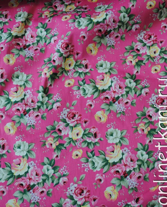 Ткань Джинс-Стрейч "Цветы мечты" 017 цвет розовый цветочный картинка 1