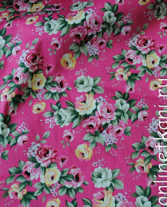 Ткань Джинс-Стрейч "Цветы мечты" 017 цвет розовый цветочный картинка 2