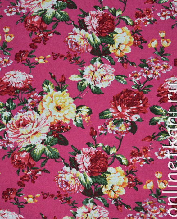 Ткань Джинс-Стрейч "Розовые розы" 023 цвет розовый картинка