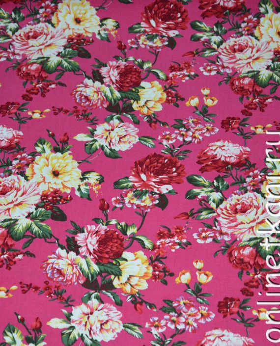 Ткань Джинс-Стрейч "Розовые розы" 023 цвет розовый картинка 3