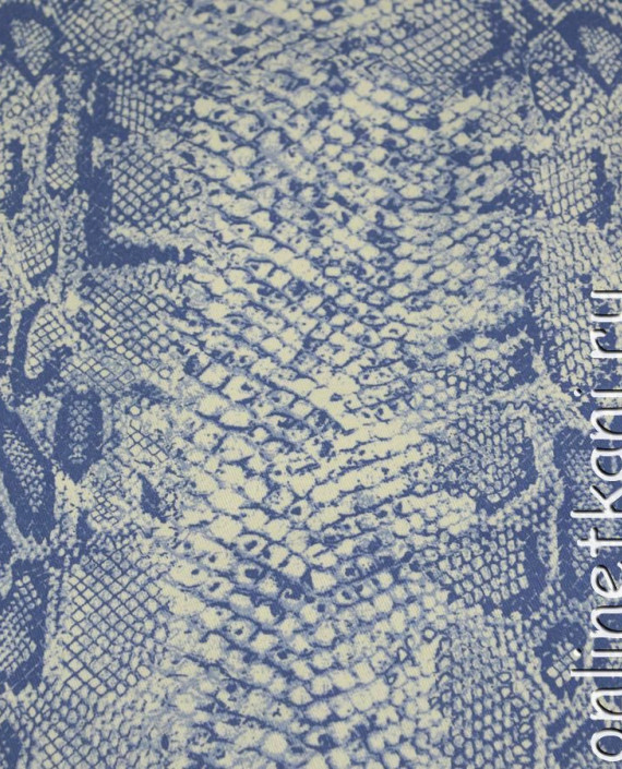 Ткань Джинс "Змеиная кожа" 041 цвет голубой анималистический картинка 1