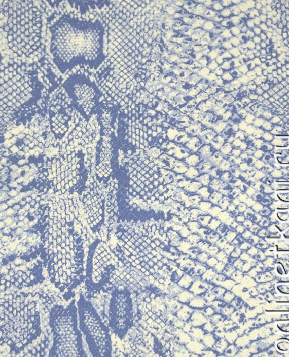 Ткань Джинс "Змеиная кожа" 041 цвет голубой анималистический картинка 2