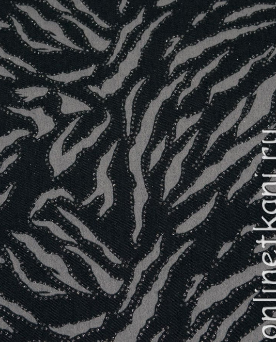 Ткань джинс "Синий тигр" 070 цвет черный в полоску картинка 1