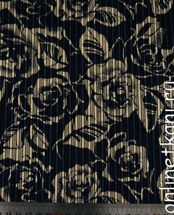 Ткань Джинс 112 цвет черный цветочный картинка 2