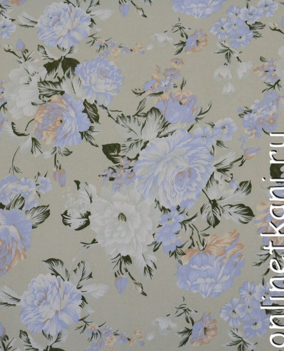 Ткань Джинс-Стрейч 119 цвет айвори цветочный картинка