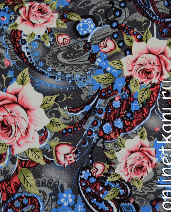 Ткань Джинс-Стрейч 136 цвет разноцветный цветочный картинка