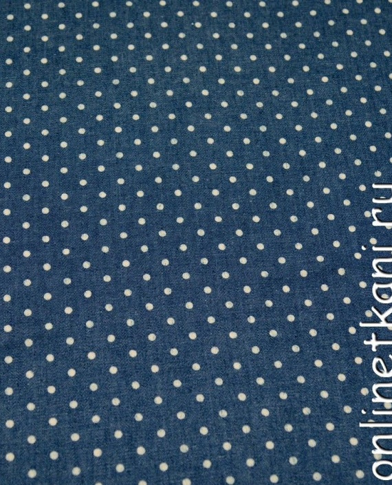 Ткань Джинс "Барберино" 235 цвет синий в горошек картинка