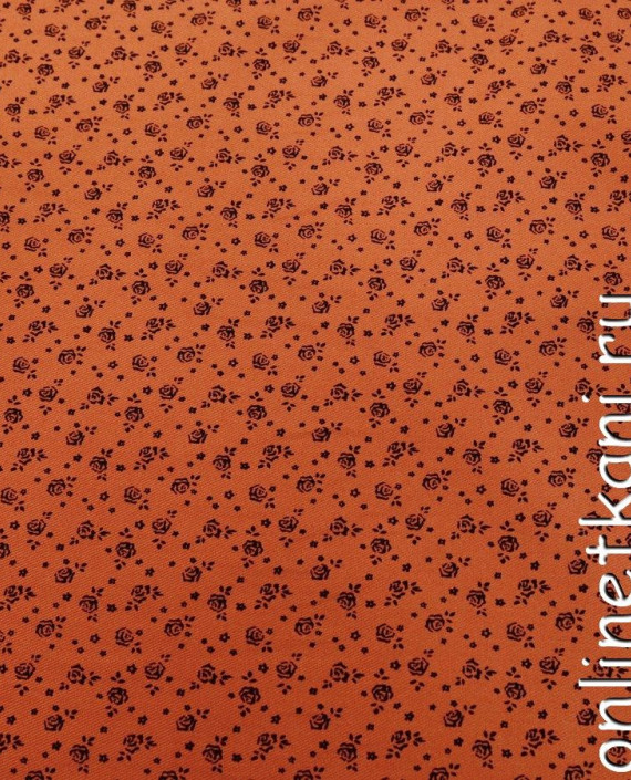 Ткань Джинс "Оранжевый луг" 385 цвет оранжевый цветочный картинка