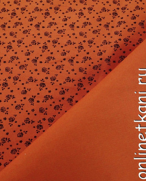 Ткань Джинс "Оранжевый луг" 385 цвет оранжевый цветочный картинка 1