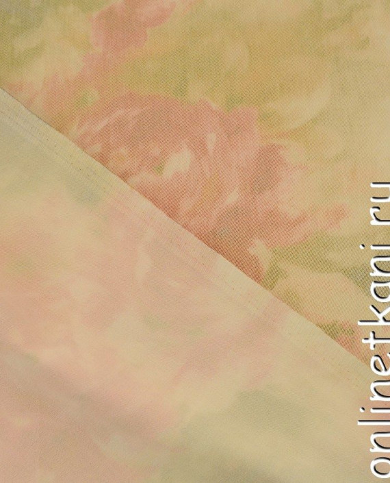 Ткань Джинс Принт 387 цвет бежевый цветочный картинка 2