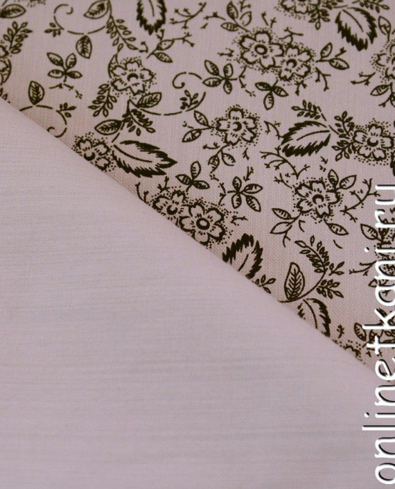 Ткань Джинс Принт - последний отрез 1,6м 1394 цвет айвори цветочный картинка 2