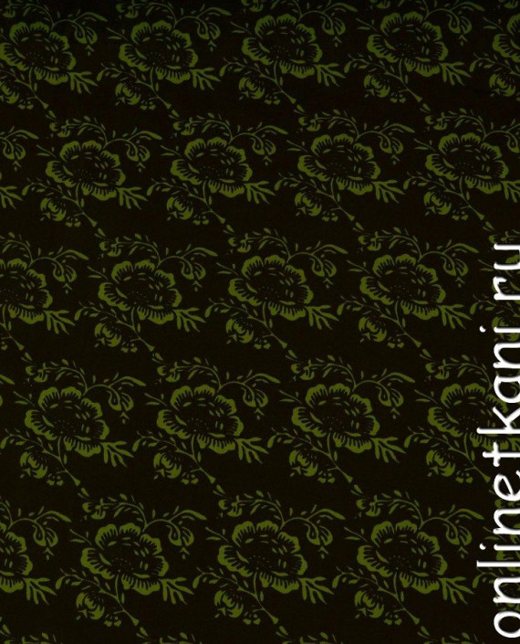 Ткань Джинс Принт 395 цвет черный цветочный картинка