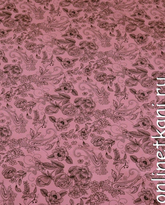 Ткань Хлопок 398 цвет розовый цветочный картинка