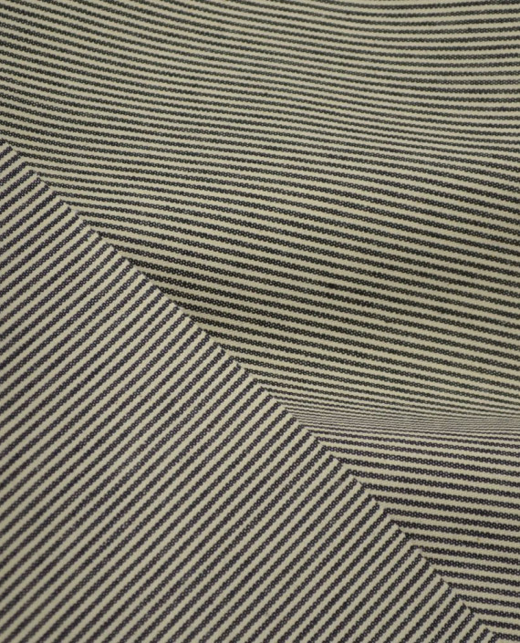 Ткань Джинс Принт 562 цвет айвори в полоску картинка 1