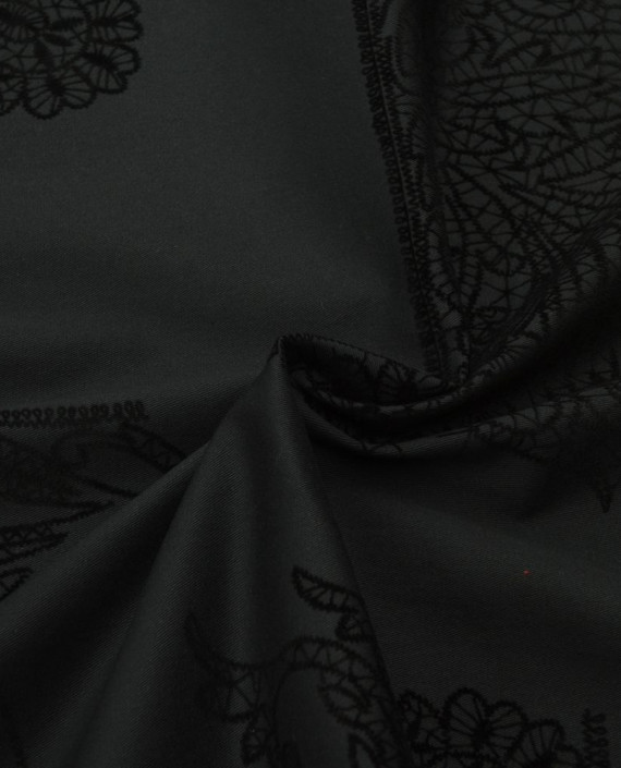 Ткань Джинс Принт Купон 575 цвет черный цветочный картинка