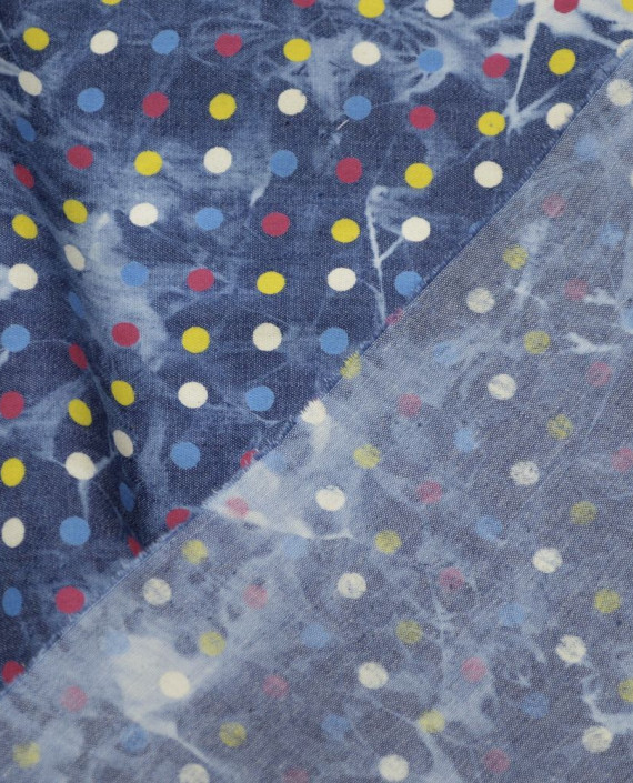 Ткань Джинс Принт 585 цвет синий в горошек картинка 2