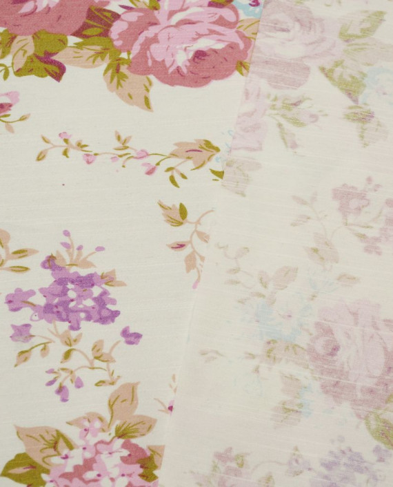 Ткань Джинс Принт 602 цвет бежевый цветочный картинка 2