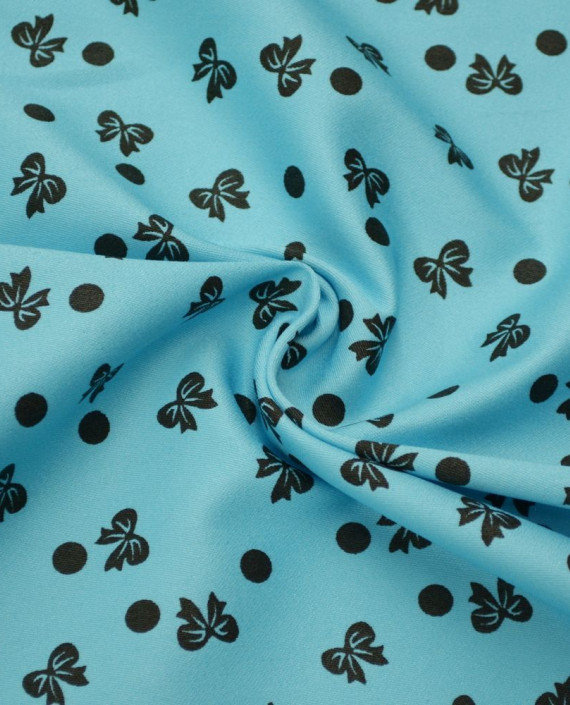Ткань Джинс Принт 604 цвет голубой в горошек картинка