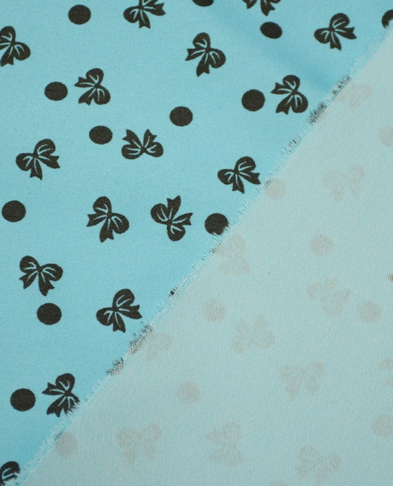 Ткань Джинс Принт 604 цвет голубой в горошек картинка 1
