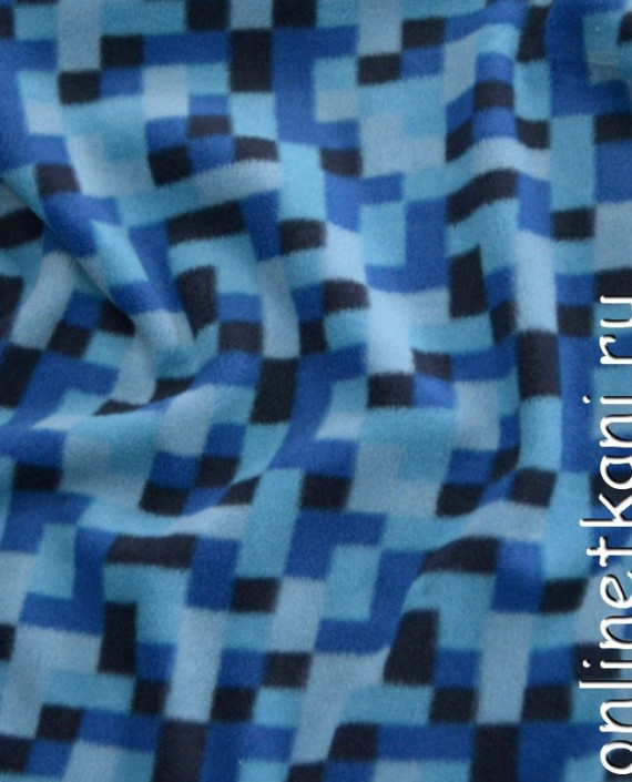 Ткань Флис 0020 цвет голубой в клетку картинка
