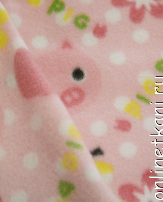 Ткань Флис 0047 цвет розовый в горошек картинка 2