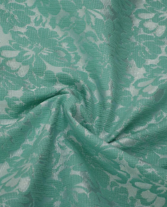 Ткань Жаккард 0063 цвет зеленый цветочный картинка