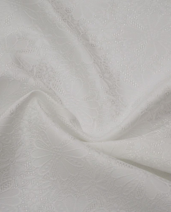 Ткань Жаккард 0070 цвет белый цветочный картинка