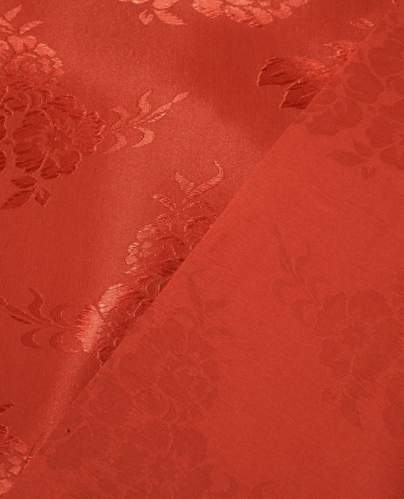 Ткань Жаккард 0071 цвет красный цветочный картинка 1