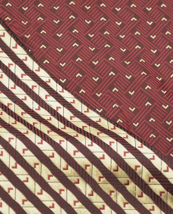 Ткань Жаккард 0146 цвет бордовый геометрический картинка 1