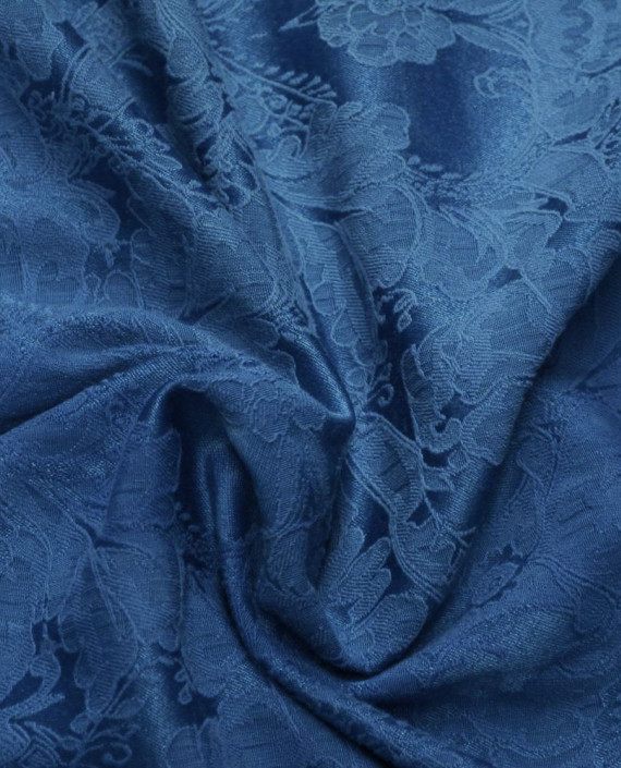 Ткань Жаккард 0155 цвет синий цветочный картинка