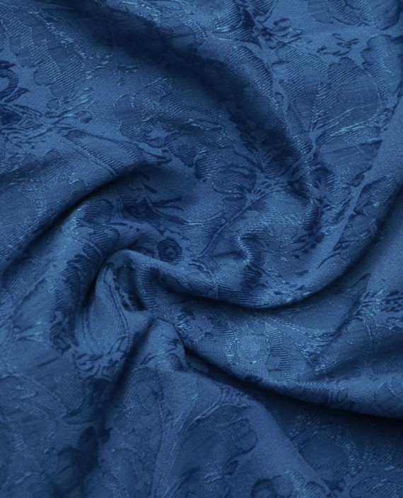 Ткань Жаккард 0155 цвет синий цветочный картинка 1