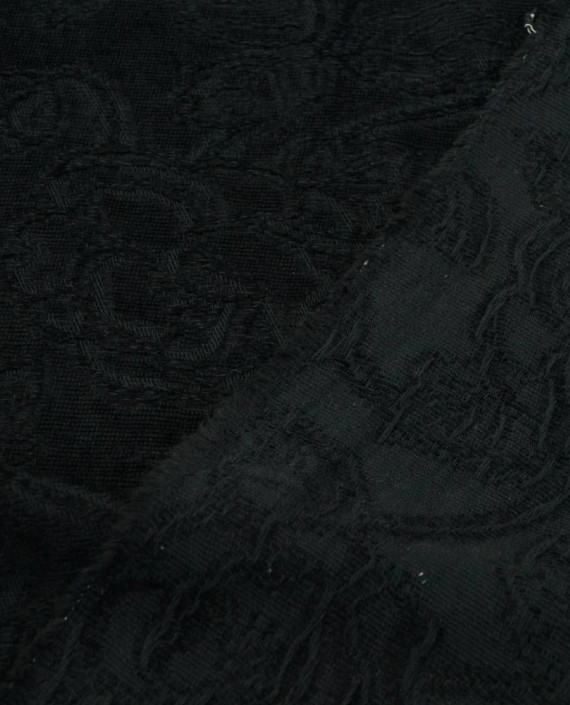 Ткань Жаккард 0169 цвет черный цветочный картинка 2
