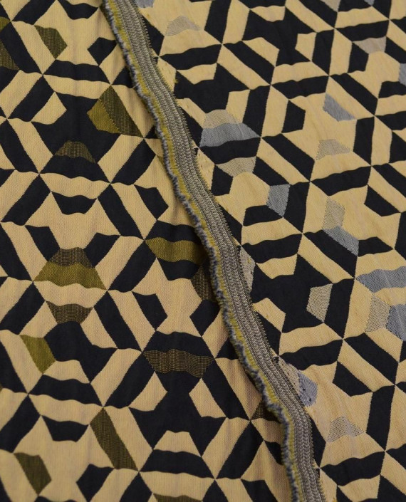 Ткань Жаккард Полиэстер 0184 цвет бежевый геометрический картинка