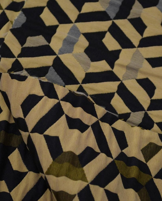 Ткань Жаккард Полиэстер 0184 цвет бежевый геометрический картинка 1