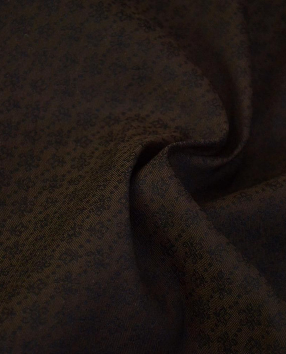 Ткань Жаккард хлопковый 0201 цвет коричневый цветочный картинка